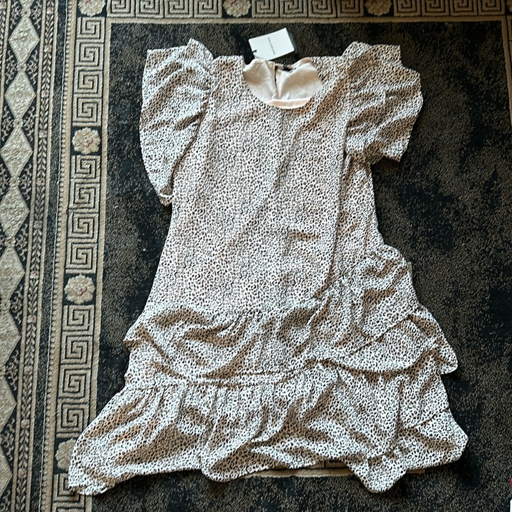 NWT Who What Wear Medium Leopard Print Blush Pink Ruffle Dress // Size XXL